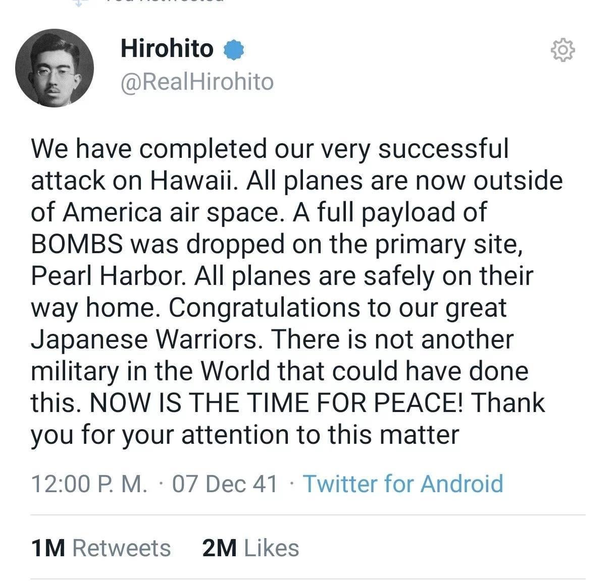 No more escalation, or we kill Roosevelt